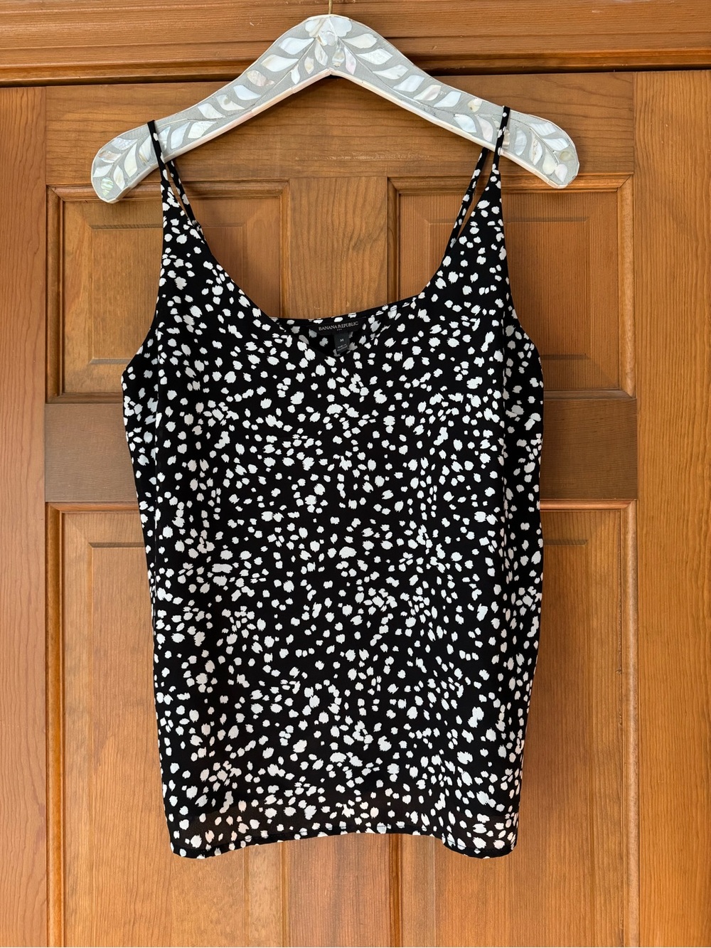 Banana Republic Black & White Printed Spaghetti-Strap Tank Top